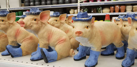 Russia, St. Petersburg 20,11,2018 Souvenir piglets - the symbol of next year in the supermarketのeditorial素材