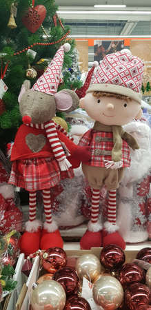 Russia, St. Petersburg 20,11,2018 Christmas toys in the supermarketのeditorial素材