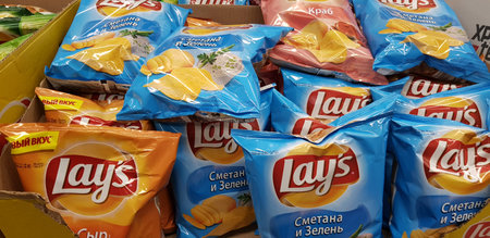 Russia, St. Petersburg 06,12,2018 Chips Lays in a supermarket