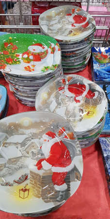 Russia, St. Petersburg 22,12,2018 Christmas plates in the storeのeditorial素材