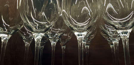 clear empty glass wine glassesの写真素材
