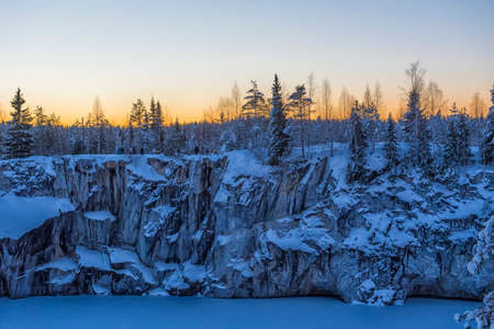Marble kanyon in Ruskeala, Karelia in winter, Russiaの写真素材