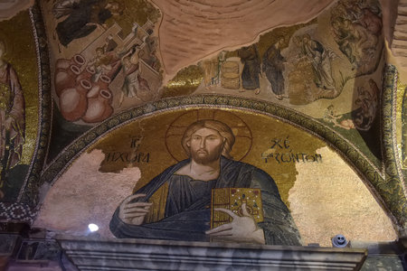 Turkey, Istanbul 14,03,2018 Murals under the dome in the Church of the Holy Savior Outside the...