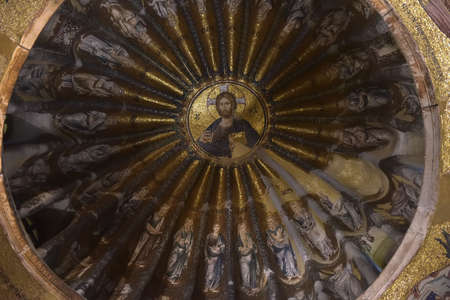 Turkey, Istanbul 14,03,2018 Murals under the dome in the Church of the Holy Savior Outside the Walls. Second name of it now is The Kariye Museum in Istanbul, Turkeyのeditorial素材