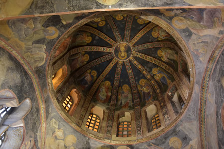 Turkey, Istanbul 14,03,2018 Murals under the dome in the Church of the Holy Savior Outside the...