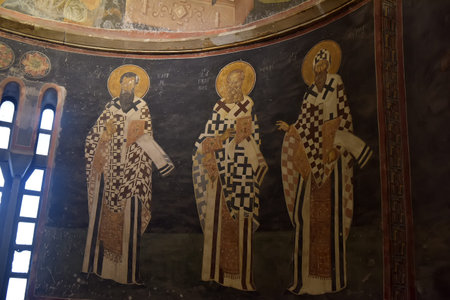 Turkey, Istanbul 14,03,2018 Murals under the dome in the Church of the Holy Savior Outside the...