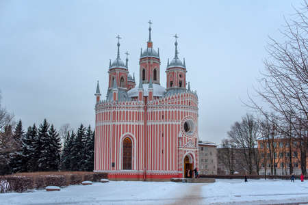Russia, St. Petersburg 07,01,2019 Church of the Nativity of St. John the Prefect, Chesme Churchのeditorial素材