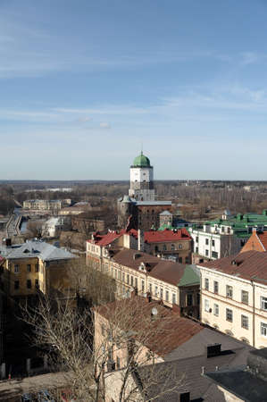 Russia, Vyborg 16,04,2011 View of the roofs of the old cityのeditorial素材