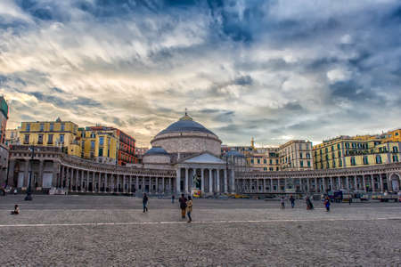 Italy, Naples, 04,01,2018 View of Piazza del Plebiscito, Naples,Italy,のeditorial素材