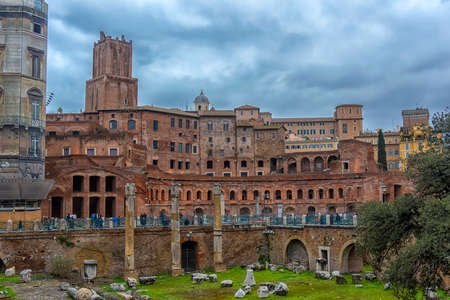 Rome, Italy 02,01,2018 Roman Forum in Rome, Italy, It is one of the main tourist attractions of Rome. Panorama of the famous Roman Forum or Foro Romano in summer. Ancient architecture and cityscape of historical Rome.のeditorial素材
