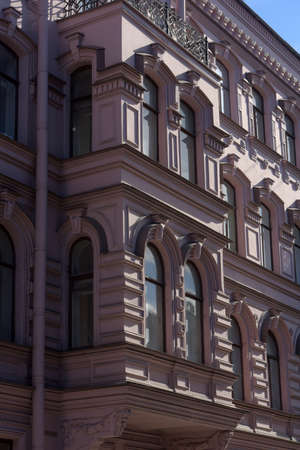 Russia, St. Petersburg 30,03,2019 Balconies of old houses on Povarsky Laneのeditorial素材