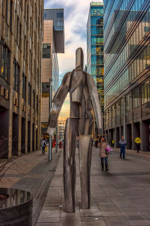 Russia, Moscow 05.04,2019 Sculptural composition "White City" near the business center "White Square" near the metro station "Belorusskaya"のeditorial素材