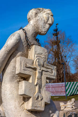 Russia, Moscow 05.04,2019 Sculpture Park Museon, Many white sculptures under the open skyのeditorial素材