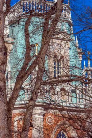 Moscow, Russia - 04.04.2019: fliegel towers of the Tsaritsyno Palace built in the end of XVIII centuryのeditorial素材