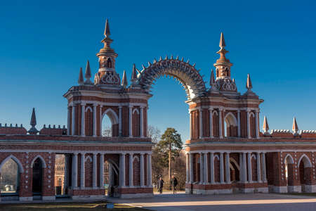 MOSCOW, RUSSIA - 06,04,2019 View of the Tsaritsyno Palace in Moscow . The  Tsaritsyno Palace is a famous tourist attraction in the south of Moscow.のeditorial素材