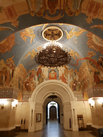 Russia, Moscow 04,04,2019 Transfiguration Church of the Cathedral of Christ the Savior. The...