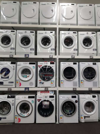 Finland, Imatra 09-02-2019 Washing machines in a hardware storeのeditorial素材