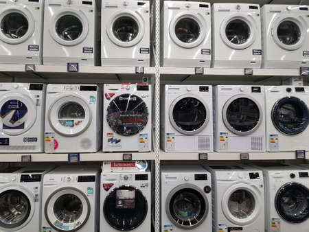 Finland, Imatra 09-02-2019 Washing machines in a hardware storeのeditorial素材