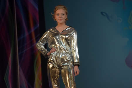 Russia, St. Petersburg 01,06,2019 Children in bright shiny costumes, fashion show. Charitable XVII Festival of Children's Creativity "Childhood is a bright planet" 2019のeditorial素材