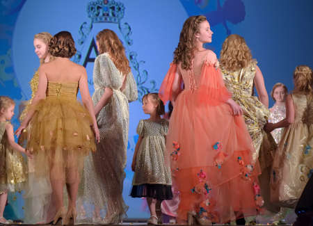 Russia, St. Petersburg 01,06,2019 Open Festival of Children's Fashion and Model Agencies. Festival of children's creativity "Childhood bright planet" 2019のeditorial素材