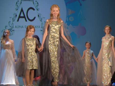 Russia, St. Petersburg 01,06,2019 Open Festival of Children's Fashion and Model Agencies. Festival of children's creativity "Childhood bright planet" 2019のeditorial素材