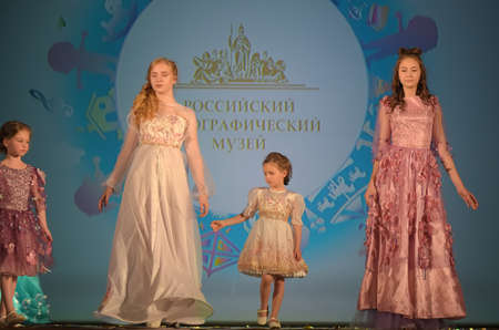 Russia, St. Petersburg 01,06,2019 Open Festival of Children's Fashion and Model Agencies. Festival of children's creativity "Childhood bright planet" 2019のeditorial素材