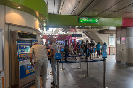 Thailand, Bangkok 24,08,2018 Metro with turnstiles and ticket vending machines