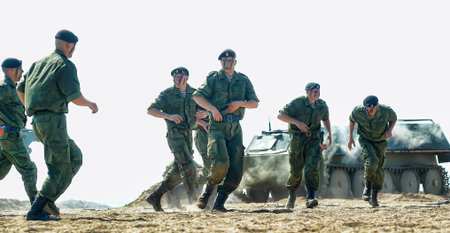 Russia, St. Petersburg, 28.07.2013 Demonstrative performance of the Marine Corps