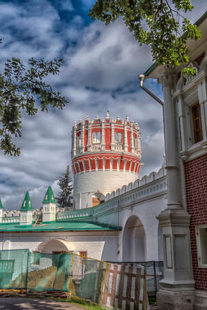 Russia, Moscow 08,07,2019 Walls with towers of the Novodevichy Monasteryのeditorial素材