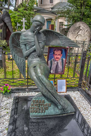 MOSCOW, RUSSIA - 08.07.2019 Vagankovskoye cemetery in Moscow/ Vlad Listyev is a television journalist and first general director of ORT. March 1, 1995 Listev was killed in the entrance of his own house. The murder remained unsolved.のeditorial素材