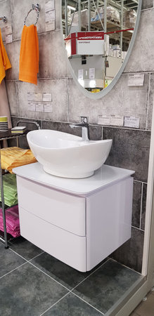 Russia, St. Petersburg 16.07,2018 Bathroom sink for saleのeditorial素材