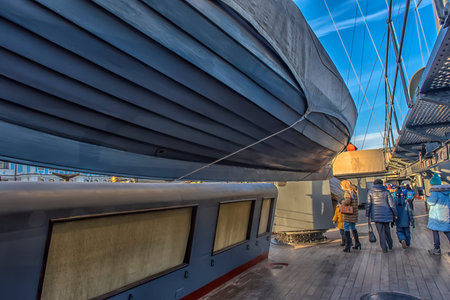 Russia, St. Petersburg 26,11,2019 Museum ship Aurora Cruiser. - details