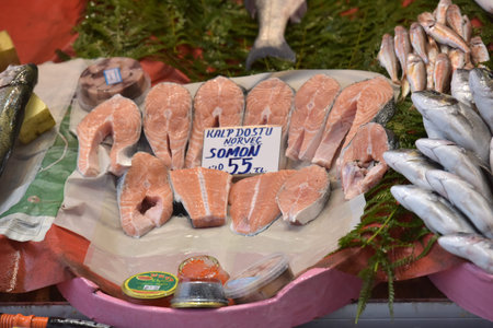 Turkey, Istanbul, 14,03,2018 Large variety of fish in the fish market of Istanbulのeditorial素材