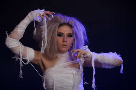 Girl mummy with make up for haloween.の写真素材