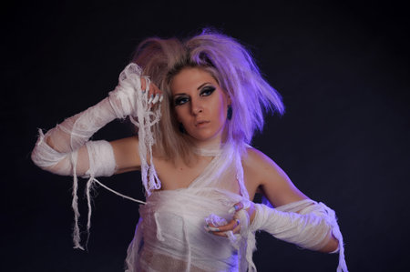 Girl mummy with make up for haloween.
