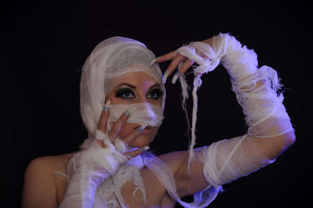 Girl mummy with make up for haloween.の写真素材