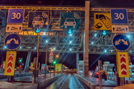 Russia, St. Petersburg 19,01,2020 A toll station located on the expresswayのeditorial素材
