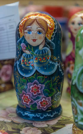 Russia, Semenov 19.01,2020 Matryoshka dolls in the Khokhloma store for saleのeditorial素材