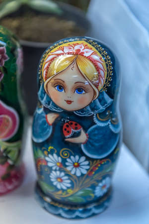 Russia, Semenov 19.01,2020 Matryoshka dolls in the Khokhloma store for saleのeditorial素材