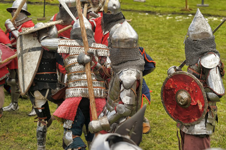 Russia, Priozersk 06.07,2014 Medieval battle at the festival of historical reconstruction Russian...
