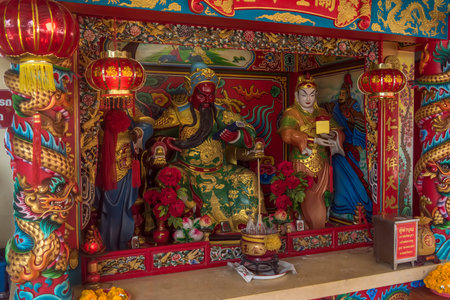 Thailand, Chachoengsao 16,08,2019 At Wat Saman Rattanaram in Chachoengsao, there is a giant Reclining Ganesha which is said to be the biggest in Thailandのeditorial素材