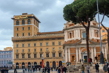 Italy, Rome 01.01,2018 Church of the Holy Name of Mary at the Trajan Forum