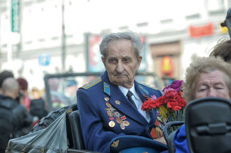 Russia, St. Petersburg 09,05,2013 Participants with orders and medals on May 9 at the Victory Day paradeのeditorial素材