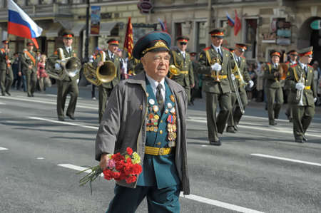 Russia, St. Petersburg 09,05,2013 Participants with orders and medals on May 9 at the Victory Day paradeのeditorial素材