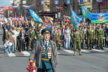 Russia, St. Petersburg 09,05,2013 Participants with orders and medals on May 9 at the Victory Day paradeのeditorial素材
