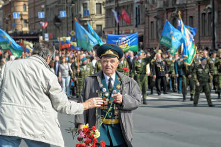 Russia, St. Petersburg 09,05,2013 Participants with orders and medals on May 9 at the Victory Day paradeのeditorial素材