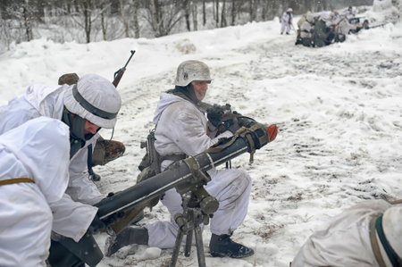 Russia, St. Petersburg, 13,05,2012 Winter reconstruction of the battles of the Second World War