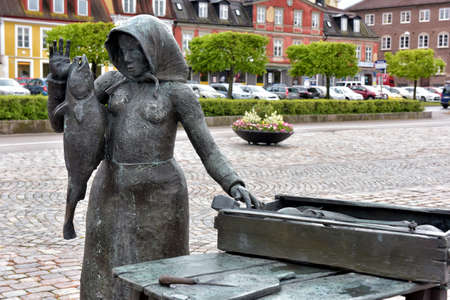 Sweden, Karlskrona 22.04,2016 Monument to the wife of a fisherman on the promenade of Karlskronaのeditorial素材