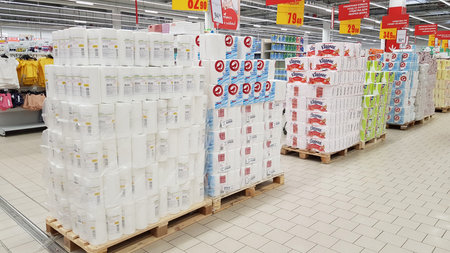 Russia, St. Petersburg 19.03.2020 Toilet paper during the epidemic of a coronavirus supermarket