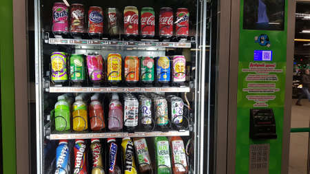 Russia, St. Petersburg 22.03.2020 Automatic machines with drinks in a supermarketのeditorial素材